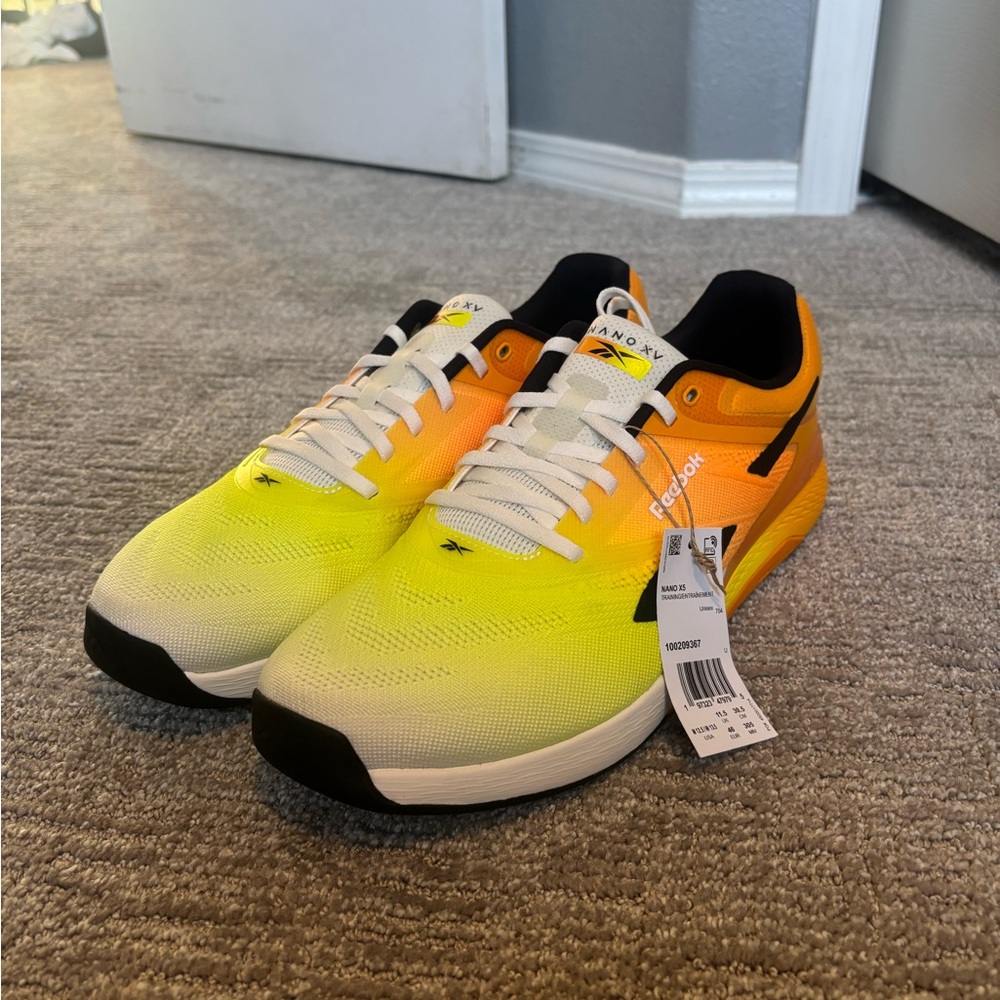 Reebok Men's Yellow and Orange Athletic Shoes Nano X5